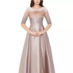 Betsy & Adam champagne dress with sequin